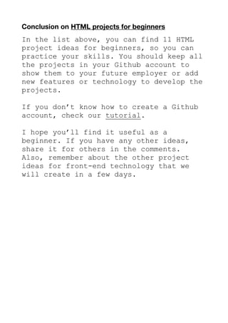 Html projects for beginners | PDF