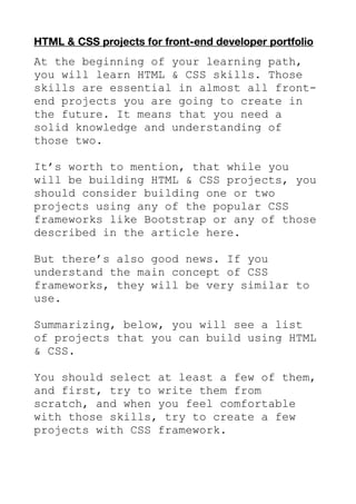 Html projects for beginners | PDF