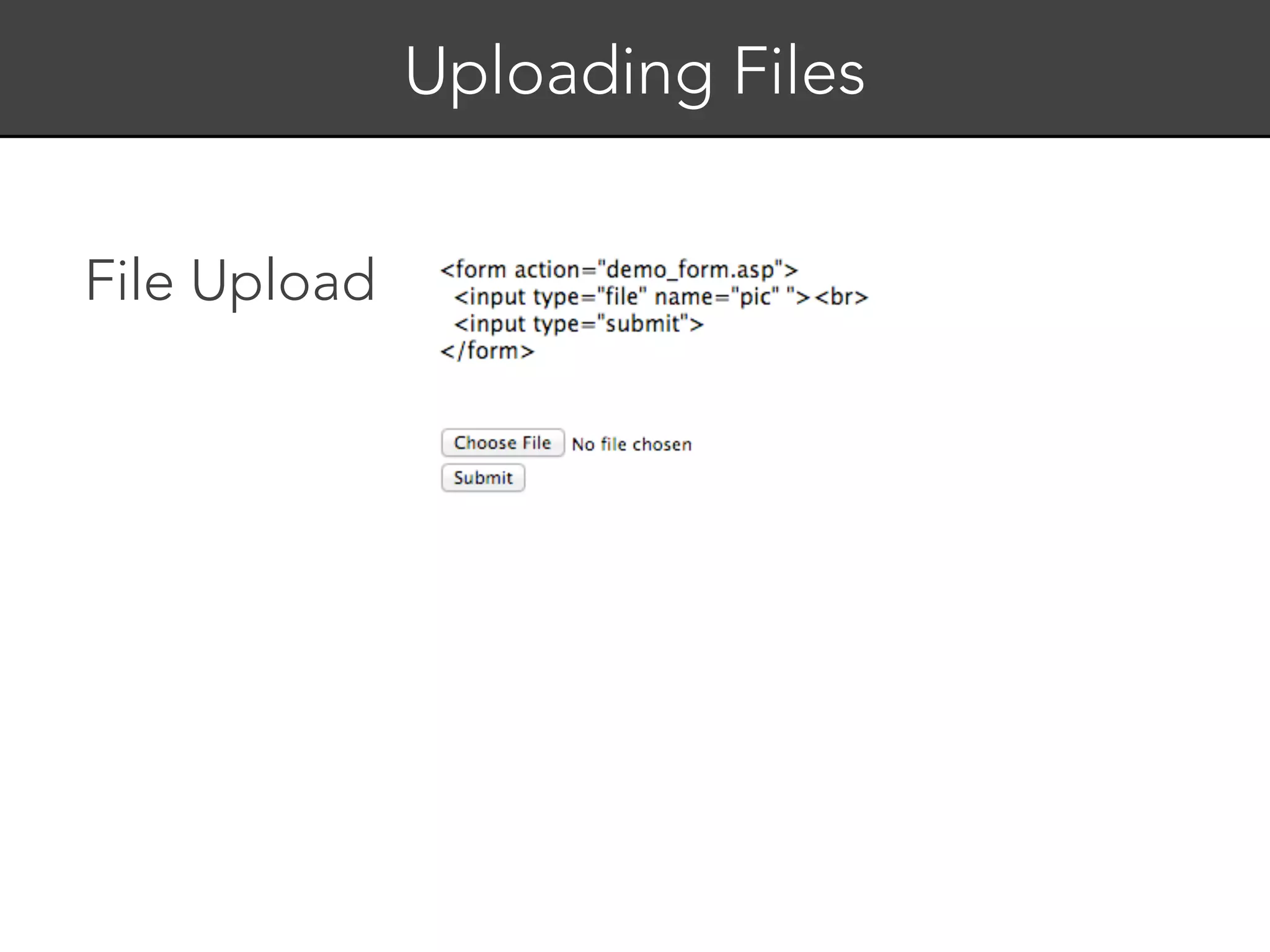 Uploading Files


File Upload
 