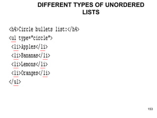 DIFFERENT TYPES OF UNORDERED LISTS 