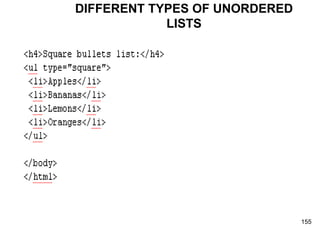 DIFFERENT TYPES OF UNORDERED LISTS 