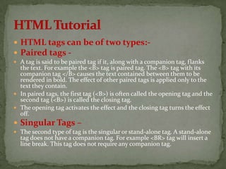 Paired Tags Example html tutorial | PPTX