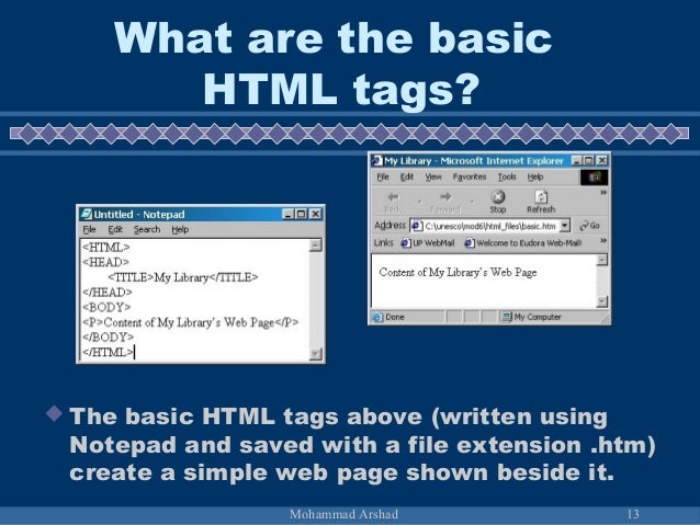 Creating WebPages using HTML
