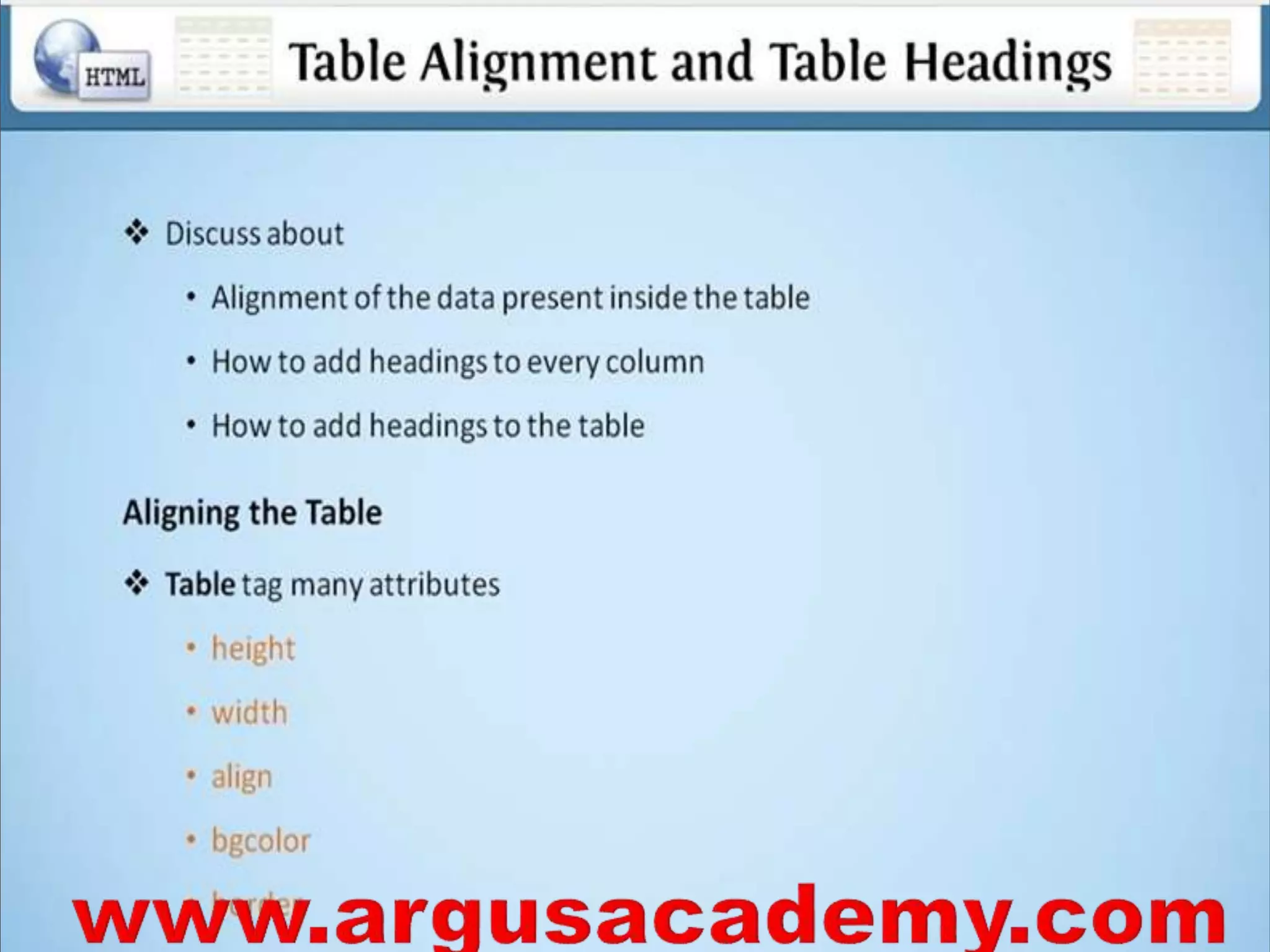 Html table