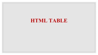 HTML TABLE
 