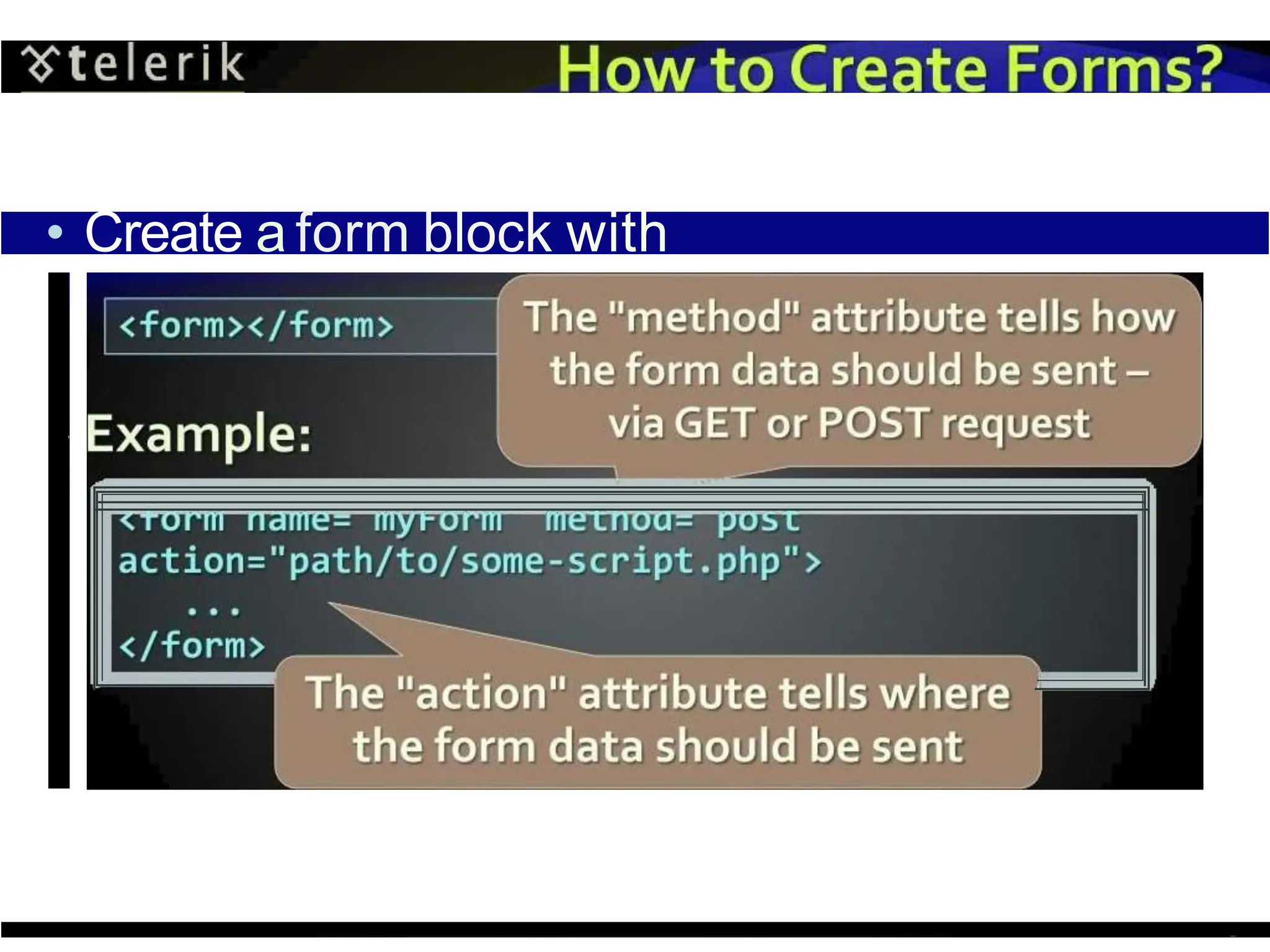 • Create a form block with
 