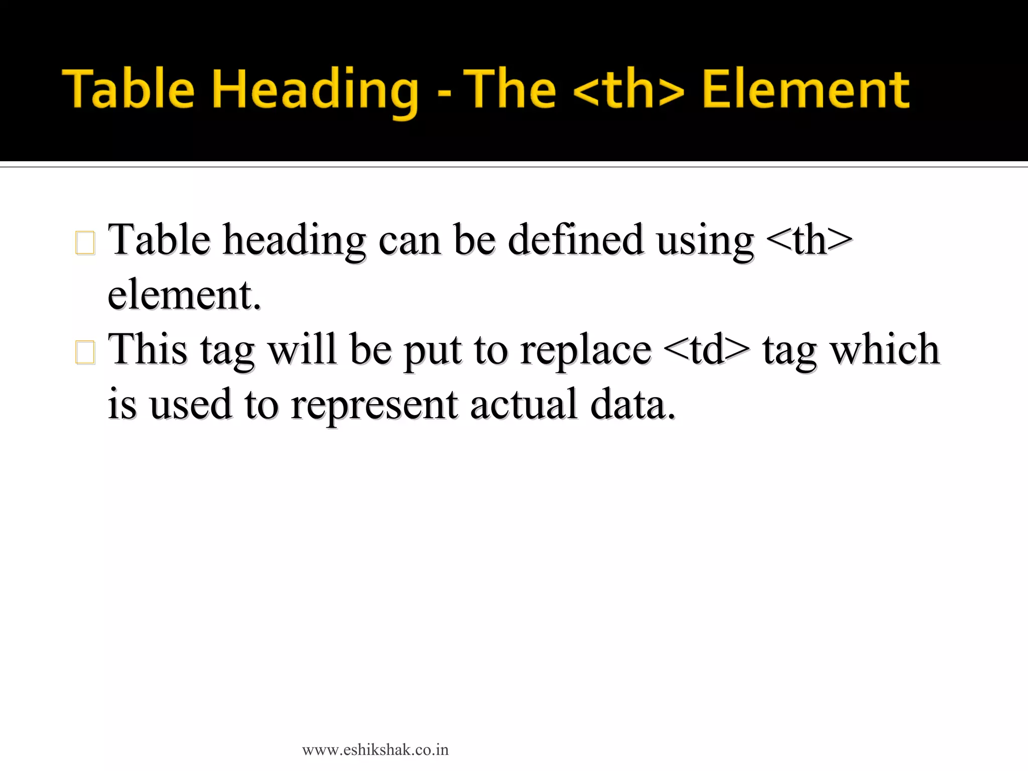Html table tags | PDF
