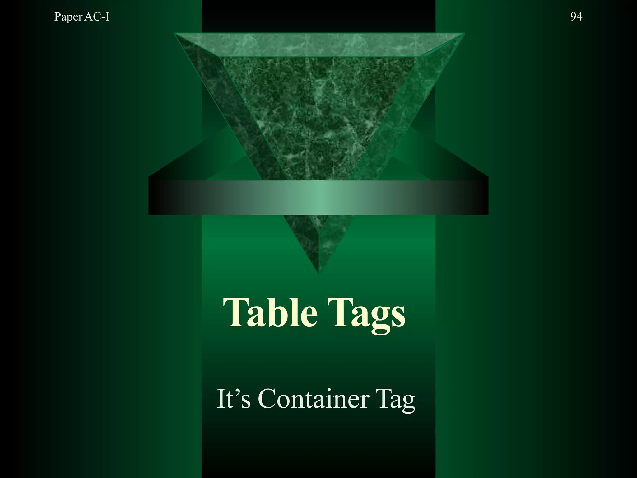 PaperAC-I 94
Table Tags
It’s Container Tag
 
