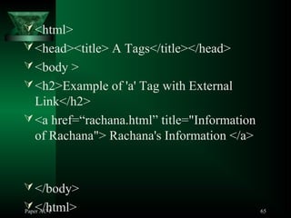 Information Page Html Example HTML Tags | PPT