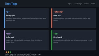 HTML_Tags_Lesson.pptx About html and css for beginners | PPTX