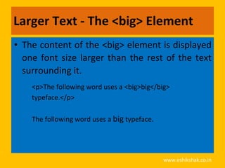 Large Font Element Html text and formatting | PDF