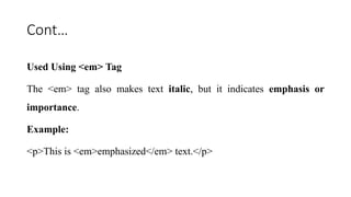 HTML TEXT FORMATTING.pptx this is text formating | PPTX
