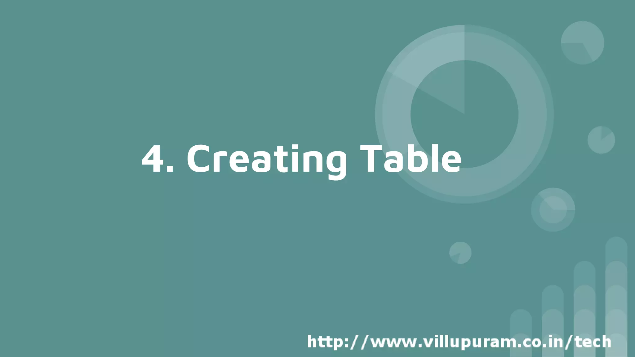 4. Creating Table
 