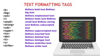 Htmlunit HTML basics of HTML for students of eng1.ppt