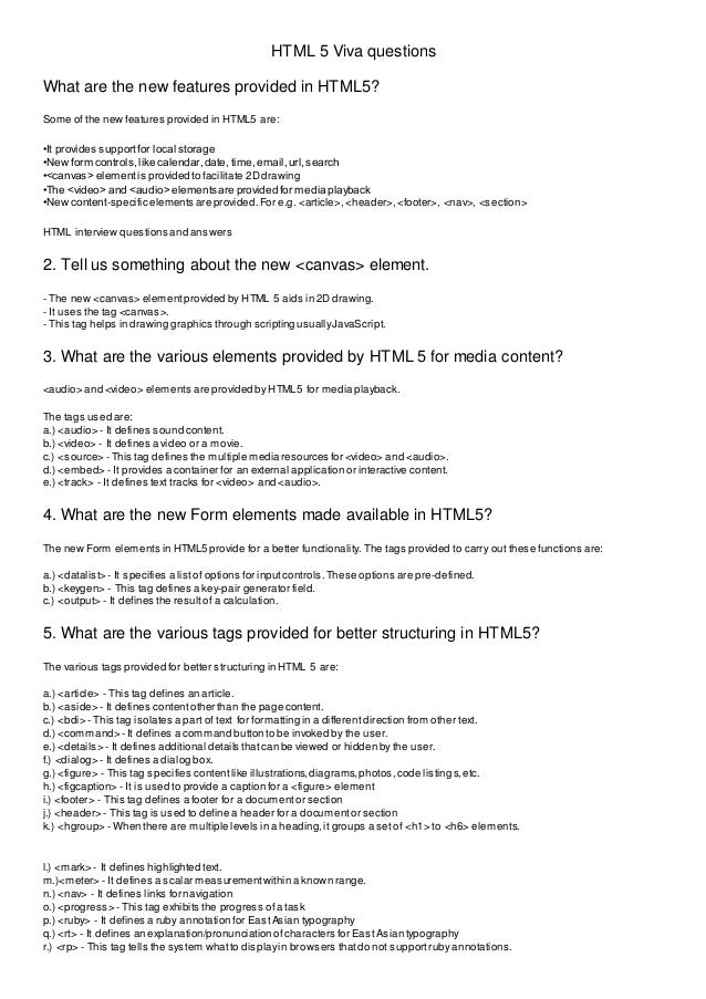 Html viva questions