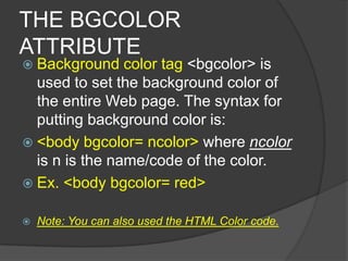 Html web designing background and rules | PPTX
