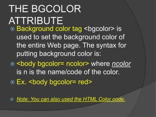 Html web designing background and rules