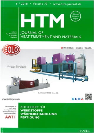 Cover HTM - Journal of Heat Treatment and Materials - Edition 6/2018S - SOLO Swiss 