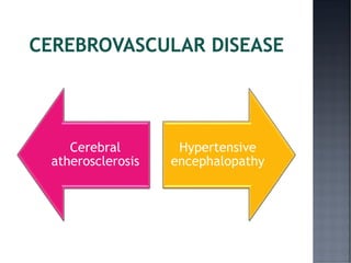 Cerebral
atherosclerosis
Hypertensive
encephalopathy
 