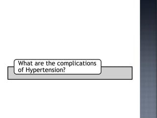 What are the complications
of Hypertension?
 