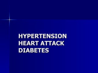 HYPERTENSION
HEART ATTACK
DIABETES
 