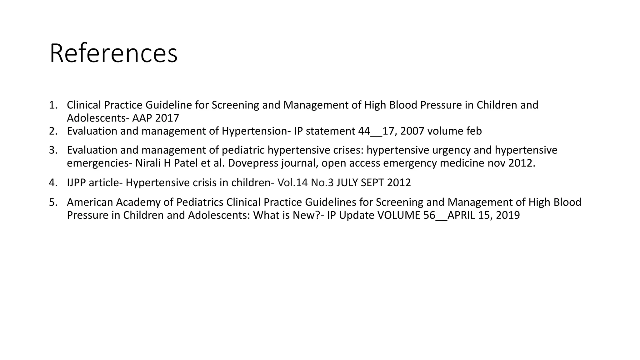 Approach to hypertensive emergencies in children | PPTX