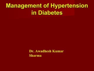 Management of Hypertension
in Diabetes

Dr. Awadhesh Kumar
Sharma

 