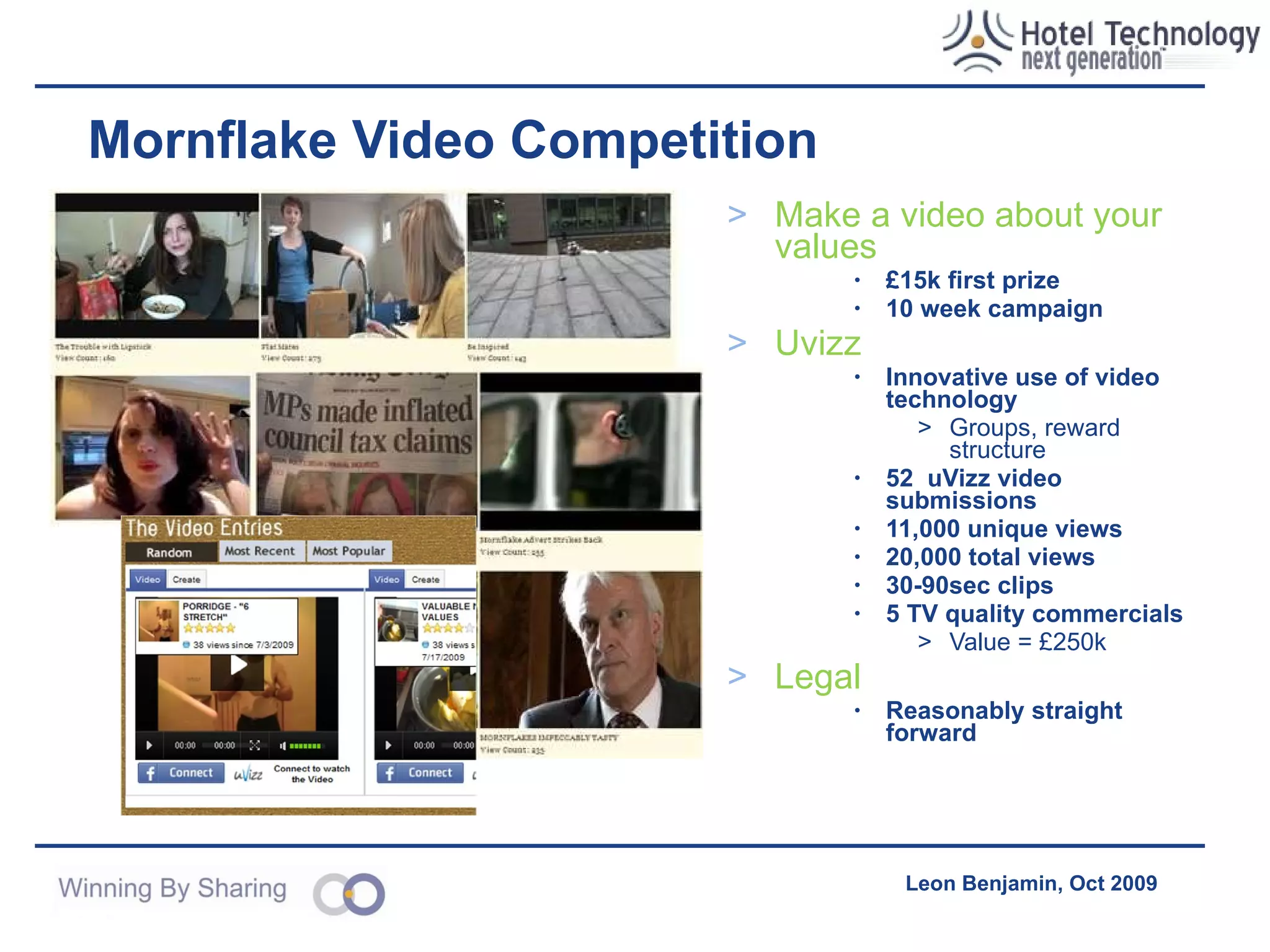 Mornflake – Case Study Classes of Business Benefit Intangible Tangible Source of contribution Customer Loyalty & Brand Awareness Direct Revenue Lower Operational Expense Comment Customer/Member profile √   √ Customer intelligence & extending market reach at low cost Advocacy/pass through revenue √ √ √ Sales channel for complimentary products/services Group Discounts √ √   Special offers to subscribers Affiliation √ √   Viral sales Member-Member commerce √ √   Packaging brand products to serve customer's own network Web Services, community, UGC √     Forms deeper customer relationships Competitive research √   √ Access to opinions using polls/surveys Product development & feedback √ √ √ Lower service development costs Peer-to-peer self-help √   √ Reduces contact centre traffic Membership √ √ √ Friends invitations.  Member get member 
