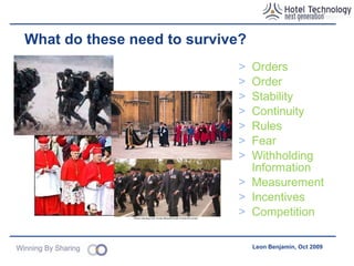 The Biggest Story of the 21 st  Century? The demise of command and control Massive advances in technology Prosperity to millions But at what cost to humanity,  equality , society and the environment? Network organisation as the model of choice There is a spectre haunting the world.  The spectre of peer-to-peer Open source production Collaborative capitalism * not * managerial capitalism The future is about less Web 2.0 Is about “architectures of participation” Hanging out where your customers are 
