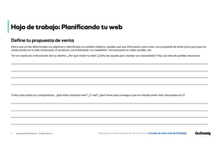 Copyright© 2018 GoDaddy Inc. All Rights Reserved.3
Define tu propuesta de venta
Ahora que ya has determinado tus objetivos...