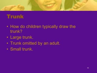 Trunk How do children typically draw the trunk?  Large trunk.  Trunk omitted by an adult.  Small trunk. 