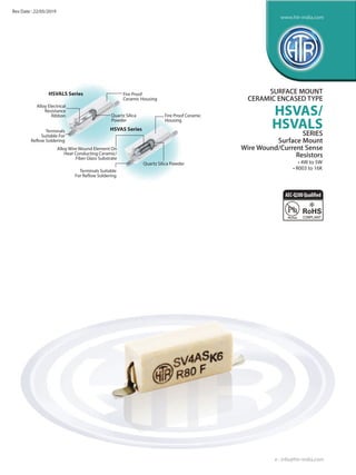 Fire Proof Ceramic
Housing
• 4W to 5W
• R003 to 16K
Quartz Silica Powder
Terminals Suitable
For Reflow Soldering
Alloy Wir...