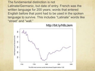 There is nevertheless good evidence that older words do predominate in informal, and especially spoken English. [Laly Bar-Ilan and Ruth A. Berman, “Developing register differentiation: the Latinate-Germanic divide in English,” Linguistics 45 (2007): 1-35.]