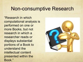 HathiTrust Research Center TodayHTRC is dedicated to the provision of access to a comprehensive body of published works for scholarship and education for computational research purposes.Lightweight OrganizationExecutive CommitteeBeth Plale, IndianaScott Pool, IllinoisRobert H. McDonald, IndianaJohn Unsworth, IllinoisAdvisory Board – TBDHT Executive Committee SponsorLaine Farley, California Digital Library