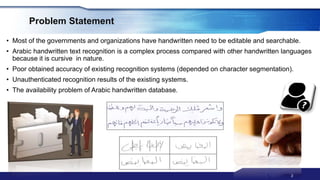 Arabic Handwritten Text Recognition and Writer Identification | PPTX