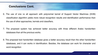 Arabic Handwritten Text Recognition and Writer Identification | PPTX