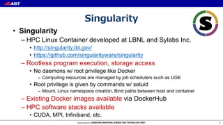 Building Software Ecosystems for AI Cloud using Singularity HPC ...