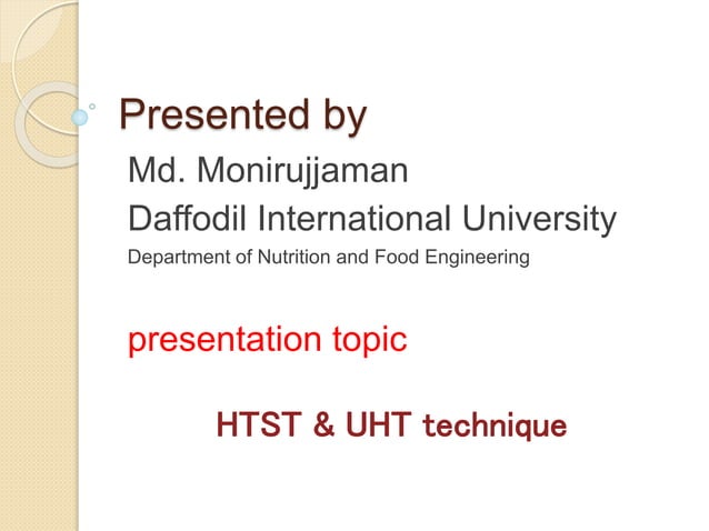 HTST and UHT Technique | PPTX | Cooking | Food & Drink