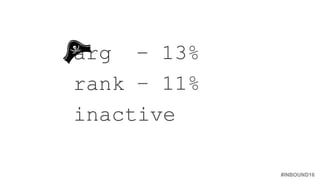 #INBOUND16
arg
rank
inactive
– 13%
– 11%
 