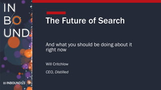 INBOUND15
The Future of Search
And what you should be doing about it
right now
Will Critchlow
CEO, Distilled
 
