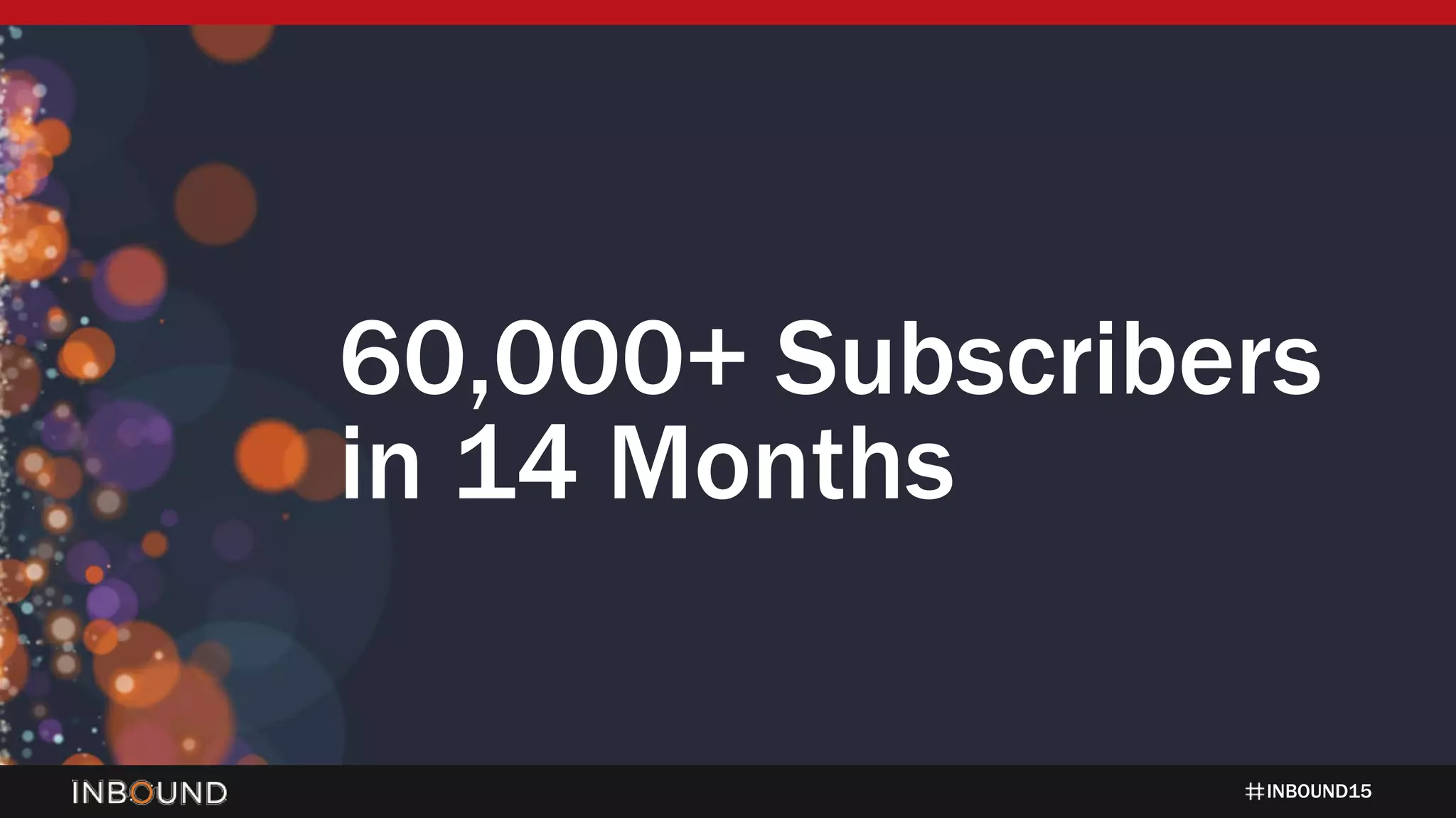 INBOUND15
60,000+ Subscribers
in 14 Months
 