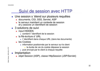 01/01/2010

Suivi de session avec HTTP
Une session s ’étend sur plusieurs requêtes
documents, CGI, SSS, Servlet, ASP
le se...
