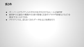 ޤȤ
 `Щ`ȥ饤ȤΤȤȤꤹ`뤬HTTP
 HTTPǤͨŤηNZ֥饦ʤɤʤɣ
ָ뤳ȤǤ
 饤ȤϡͤƤǩ`Ԫ˄IФ
 