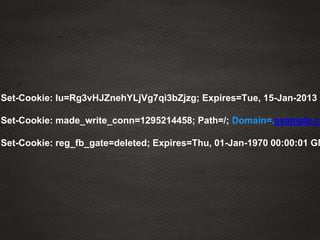 Set-Cookie: lu=Rg3vHJZnehYLjVg7qi3bZjzg; Expires=Tue, 15-Jan-2013 2
Set-Cookie: made_write_conn=1295214458; Path=/; Domain=.example.co
Set-Cookie: reg_fb_gate=deleted; Expires=Thu, 01-Jan-1970 00:00:01 GM
 