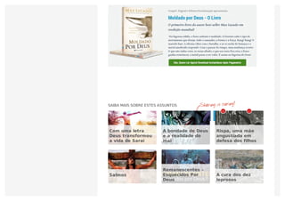     
SAIBA MAIS SOBRE ESTES ASSUNTOS
Com uma letra
Deus transformou
a vida de Sarai
A bondade de Deus
e a realidade do
mal
Rispa, uma mãe
angustiada em
defesa dos filhos
Salmos
Remanescentes –
Esquecidos Por
Deus
A cura dos dez
leprosos
66 22
 