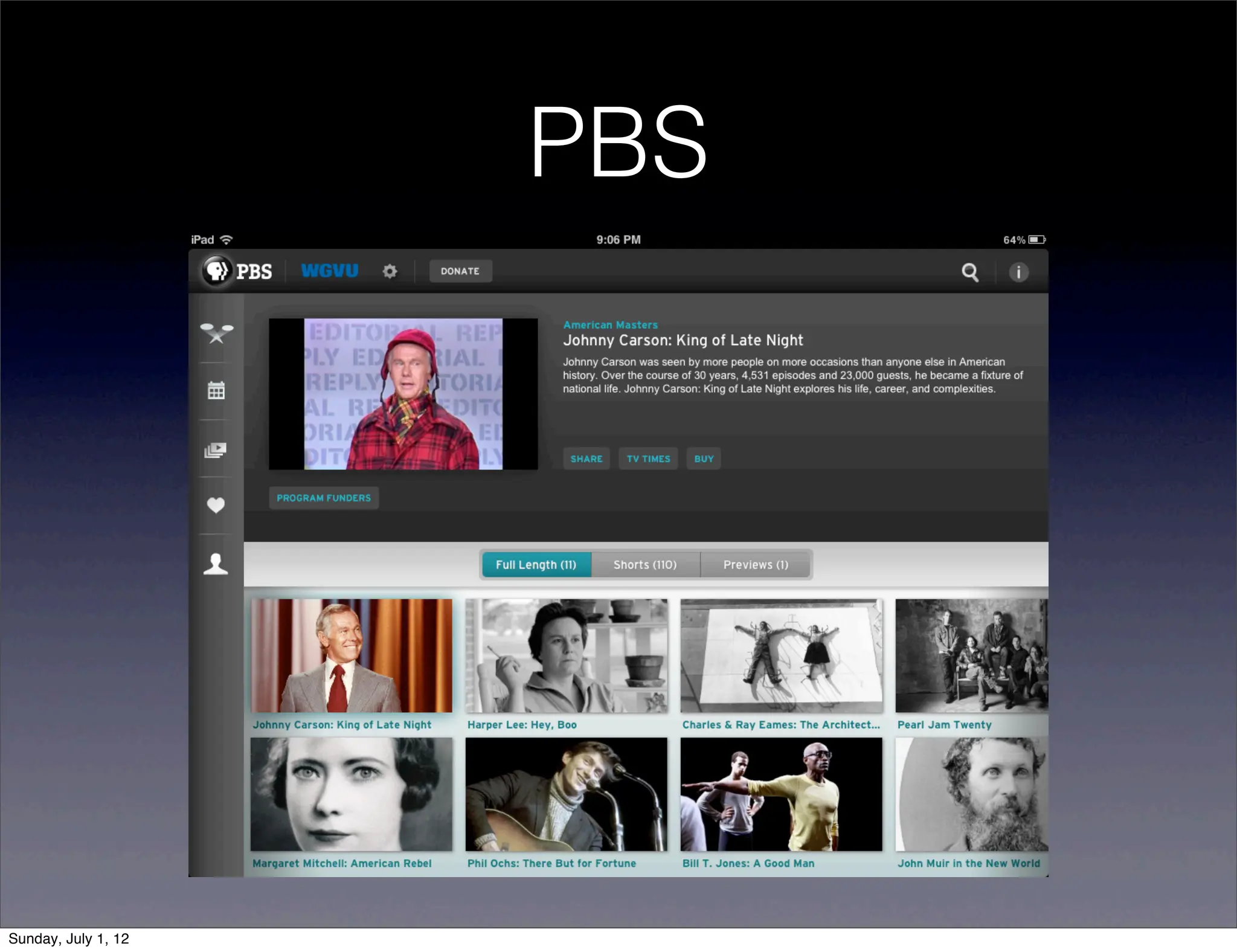 PBS




Sunday, July 1, 12
 