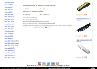 Akku ASUS G73SJ
Akku Asus N61jq
Akku Asus k50ij
Akku ASUS G75
Akku Asus K50I
Akku ASUS N53J
Akku Asus G74SX
Akku ASUS N55S
Akku ASUS N55SF
Akku ASUS N50V
Akku ASUS N50VN
Akku ASUS N51V
Akku Asus X50GL
Akku Asus X53S
Akku Asus A53S
Akku Asus K53E
Akku ASUS ZenBook UX31A
Akku ASUS UX31E Ultrabook
Akku ASUS Eee PC 1225B
Akku Asus A32-K72
Akku Asus A32-K52
Akku ASUS A42-M70
Akku ASUS AP21-T91
Akku ASUS A32-K93
Asus G74SX Asus G74
Asus A42-G74 Asus LC42SD128
Geringere Kosten, wenn sie OEM Laptop Akku Asus A42-G74 und Netzteile im Vergleich.
Der Asus Nachbauakku ist passend für folgende Notebooks:
und Ersetzt die folgenden Akkutypen:
Ladbar mit Standard-Netzteil
Ausgestattet mit Qualitätszellen
Mit Schutz gegen Überladung/Überhitzug/Kurzschluß
High-End Li-Ion Technologie: hohe Kapazität ohne Memory-Effekt
Ausgezeichnete Chips angewendet, damit wird die Kürzung vom Lebensdauer des Akkus verlangsamt.
kontaktieren Sie uns: Laptopbatteriesforsell@gmail.com
60.55 € 51.36 €
5200mAh/6600mAh Samsung
N150 Plus
68.79 € 51.53 €
5200mAh/7800mAh SONY VGP-
BPS21A
79.31 € 57.04 €
ACER | ASUS | HP | FUJITSU | DELL | LENOVO | SAMSUNG | TOSHIBA | SONY | APPLE
Let your visitors save your web pages as PDF and set many options for the layout! Get a download as PDF link to PDFmyURL!
 