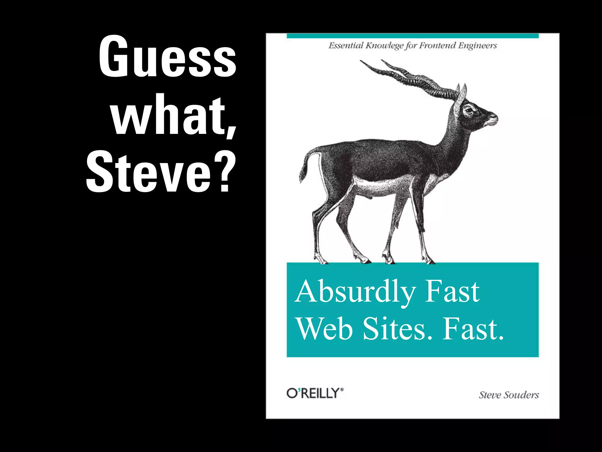 Guess
 what,
Steve?
         Absurdly Fast
         Web Sites. Fast.
 