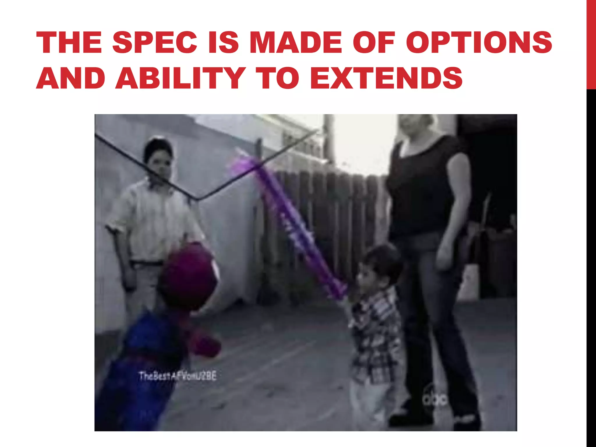 THE SPEC IS MADE OF OPTIONS
AND ABILITY TO EXTENDS
 