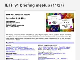 IETF 91 briefing meetup (11/27) 
 